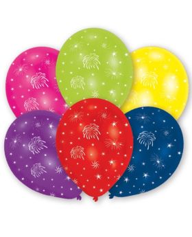 Assorted Colours Fireworks Latex Balloons 11", pk6