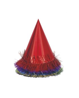 Assorted Fringed Foil Party Hats, pk6 