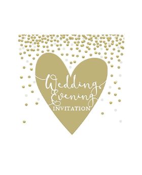 6 Gold Wedding Evening Invite Cards