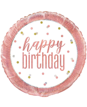 Glitz Rose Gold Happy Birthday Foil Balloon 18"