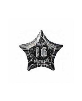 Black Glitz Star 16 Foil Party Balloon