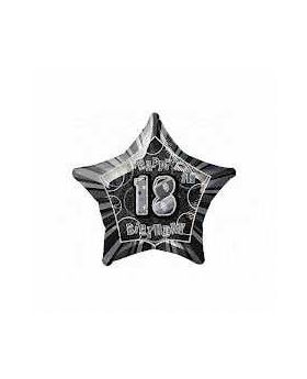 Black Glitz Star 18 Foil Party Balloon