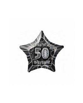 Black Glitz Star 50 Foil Party Balloon