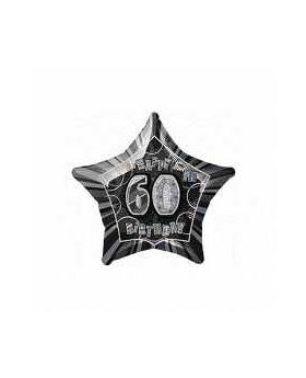 Black & Silver Glitz Star 60 Foil Party Balloon