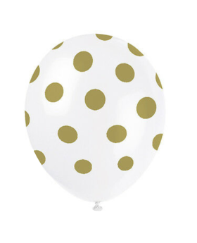 Gold Polka Dot Latex Balloons 12"