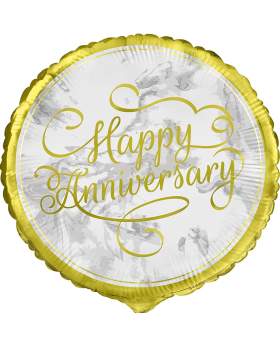 Gold Marble Anniversary Foil Balloon 18"