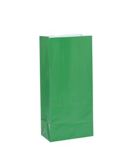12 Green Paper Party Bags