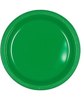 20 Festive Green Plastic Plates