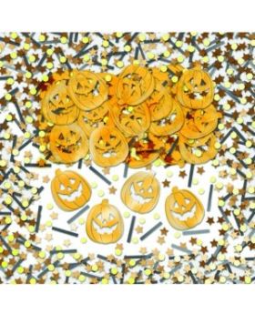 Halloween Pumpkins Iridescent Embossed Confetti Mix 