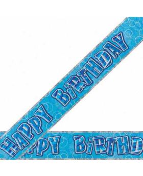 Blue Glitz Happy Birthday Prismatic Party Banner 9ft