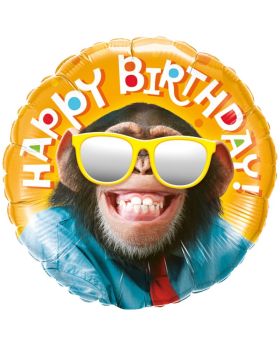 Happy Birthday Smilin' Chimp Foil Balloon 18"