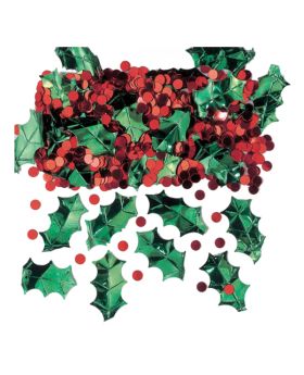 Holly With Berries Metallic Embossed Confetti Mix