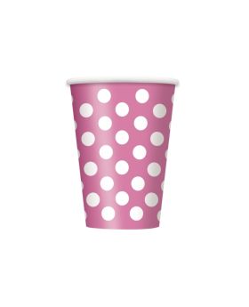 6 Hot Pink Polka Dot Paper Cups
