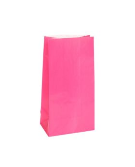 12 Hot Pink Paper Party Bags