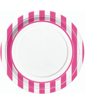 Hot Pink Striped Plates