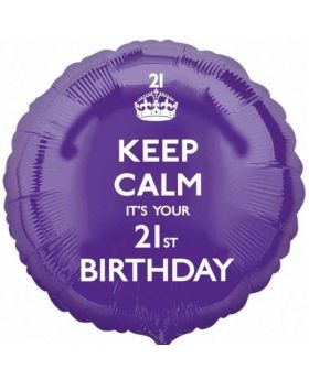Keep Calm It's Your 21st Birthday Foil Balloon 17"