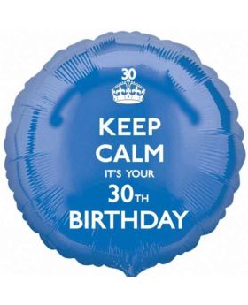 Keep Calm It's Your 30th Birthday Foil Balloon 17"