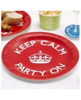 Keep Calm Party On Party Plates 23cm, pk8
