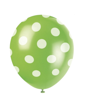 Lime Green Polka Dot Latex Balloons 12"