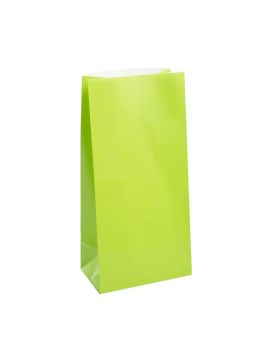 12 Lime Green Paper Party Bags
