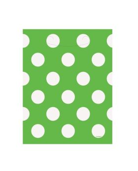 8 Lime Green Polka Dot Party Bags