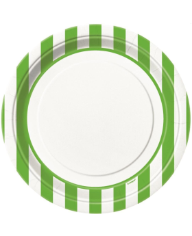 Lime Green Striped Plates