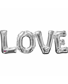 ''Love" Phrase Silver Supershape Foil Balloon