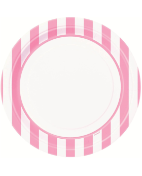Lovely Pink Striped Plates 23cm, pk8