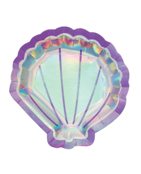 8 Mermaid Shine Sea Shell Shaped Plates