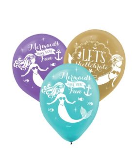 Mermaid Wishes Latex Balloons 11", pk6