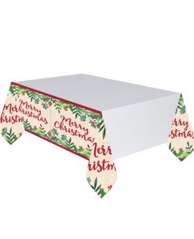 Merry Holly Day Plastic Tablecover