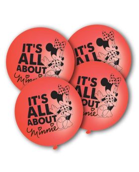 4 Minnie Mouse Red Punch Balloons