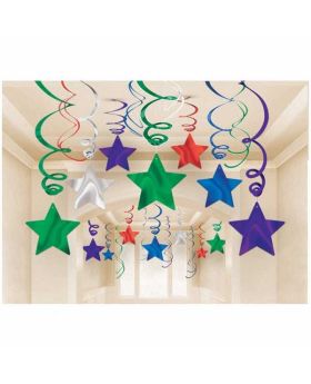 Multi Colour Swirls and Stars Decoration Pack ( 30 Pieces )