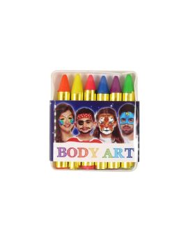 6 Assorted Neon Face & Body Paints Crayons