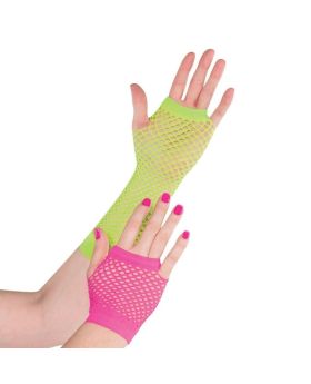 Totally 80s Neon Fishnet Gloves