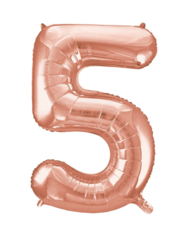 Rose Gold Number 5 SuperShape Foil Balloon 34"