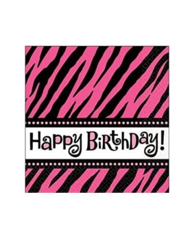 happy birthday pink and black napkins