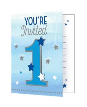 One Little Star - Boy Party Invitations with attachment pk8