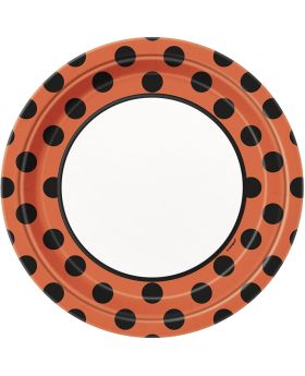 8 Orange & Black Dots Halloween Dinner Plates