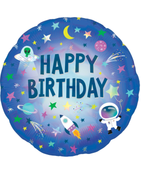 Space Astronaut Happy Birthday Foil Balloon 18"