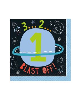 16 Outer Space 1st Birthday Beverage Napkins