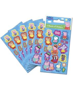 6 Peppa Pig Party Bag Sticker Sheets