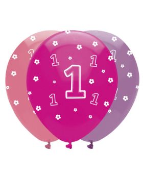 One is Fun Girl 1st Birthday Latex Balloons 12"
