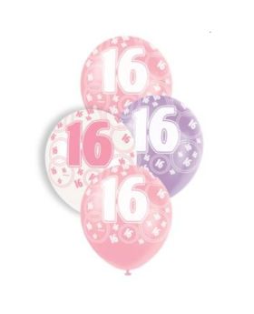 Pink Age 16 Latex Balloons