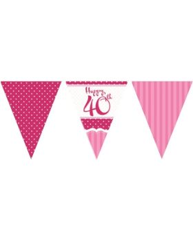 Perfectly Pink 40th Birthday Flag Bunting 3.65m