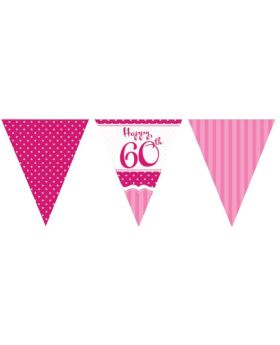 Perfectly Pink Age 60 Flag Banner