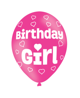 Pink Birthday Girl Latex Balloons 11"