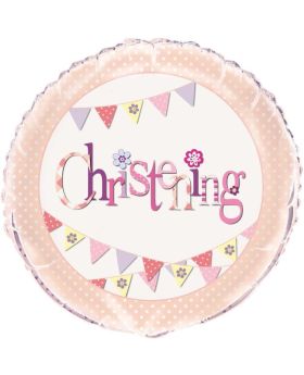 Christening Pink Bunting Party Foil Balloon 18"