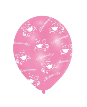 Christening Pink Latex Balloons 11"