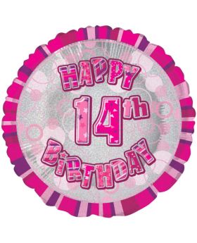Pink Glitz 14th Birthday Foil Balloon 18"